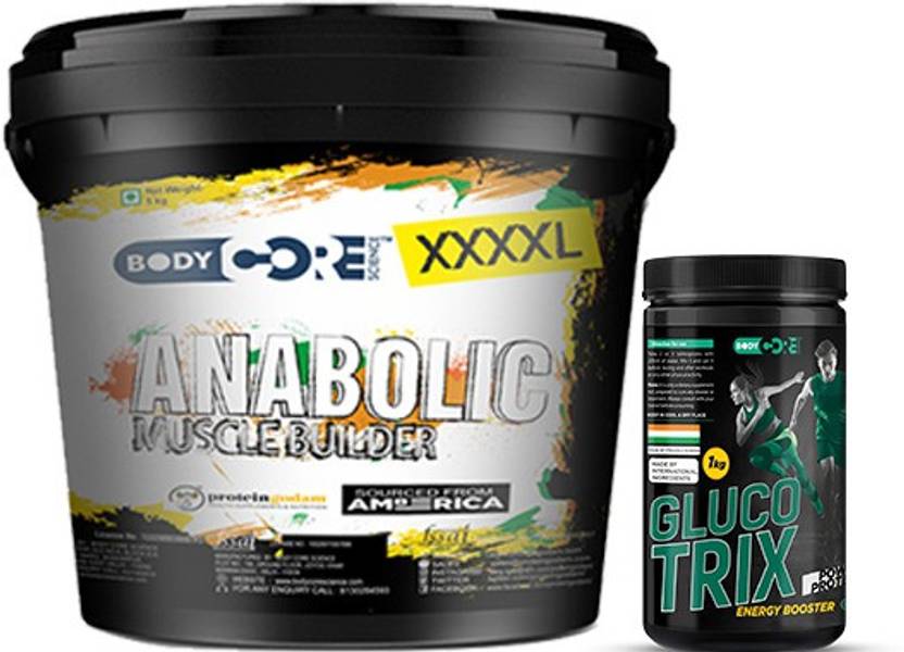 BCS XXXXL Anabolic Muscle Builder5Kg(Vanilla) & Glucotrix Orange 1 Kg