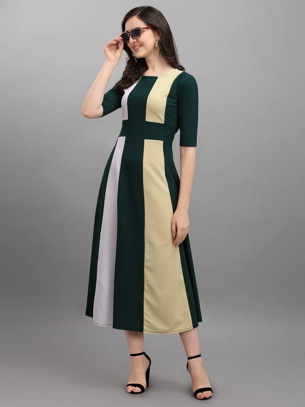 Women Fit and Flare Multicolor Dress 