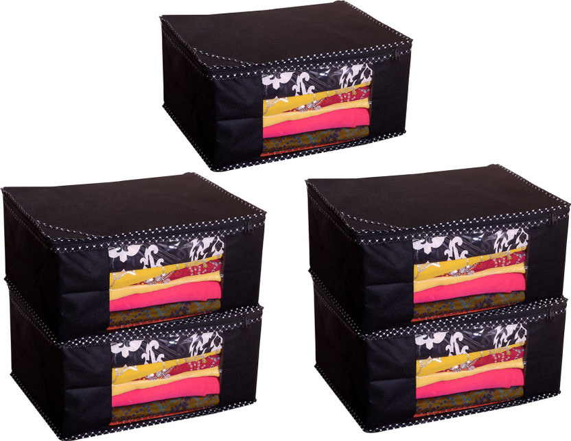 ANKIT INTERNATIONAL Non-Woven Saree Cover - Black Zigzag Print, Pack Of 1