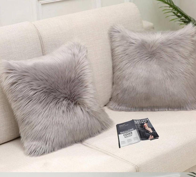 PICKKART Microfibre Cushion Pack of 2 Solid(SIlver Grey)