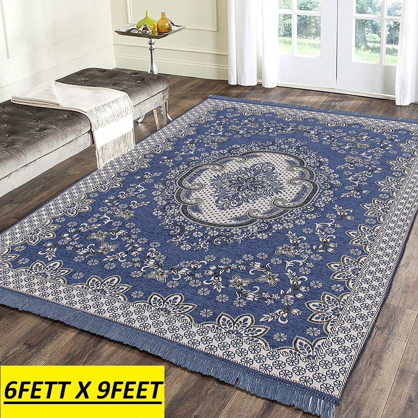NCS 6 ft  X 9 ft Velvet Carpet(Rectangle, Grey)