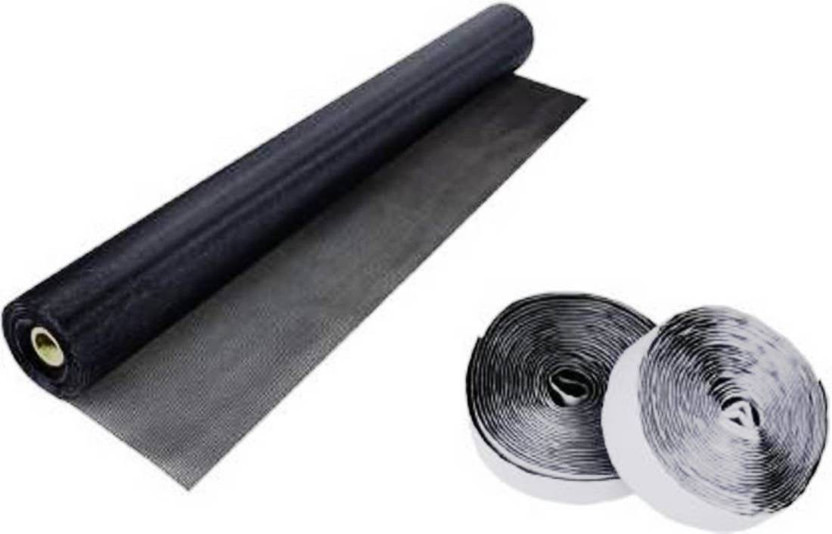 Easynet 5FT X 9 FT 120GSM PVC coated FibreGlass mosquito mesh with Velcro Fibre Washable Adults Mosquito Net(Black, Frame Hung)