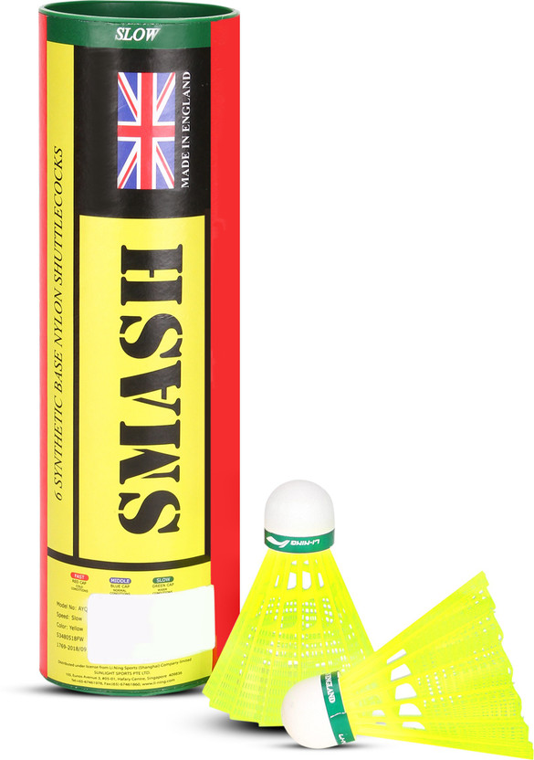 LI-NING Smash Nylon Shuttle  - Yellow(Slow, 75, Pack of 6)
