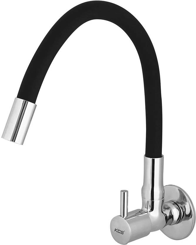KCS by KCS Flora Brass Heavy Kitchen Sink Tap with Black Flexible