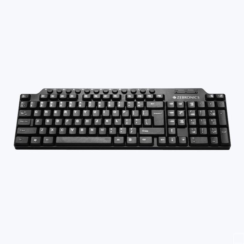 ZEBRONICS ZEB-KM-2100 Wired USB Standard Desktop Keyboard Compatible with Desktop, Laptop, Mac stand support,multimedia_keys,KM-2100(Black)