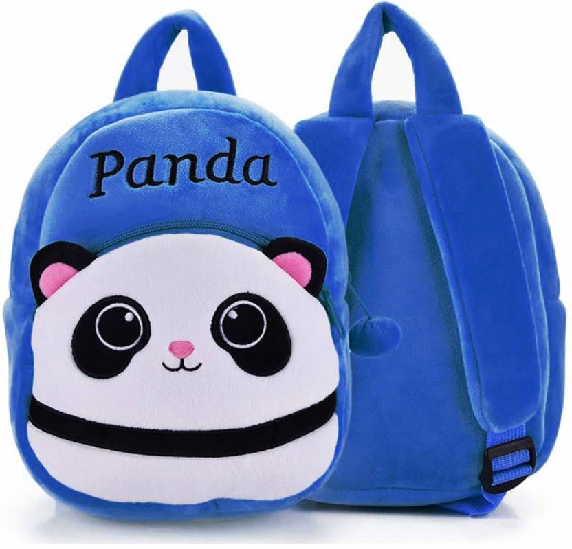 EMA Kids School Bag Face Panda Soft Plush Cartoon Baby Boys/Girls Plush Bag  10 L Backpack Face panda blue - Price in India 