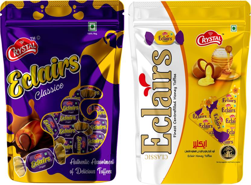 crystal Eclairs Chocolate Original Flavour 100 Toffee + Eclairs Honey