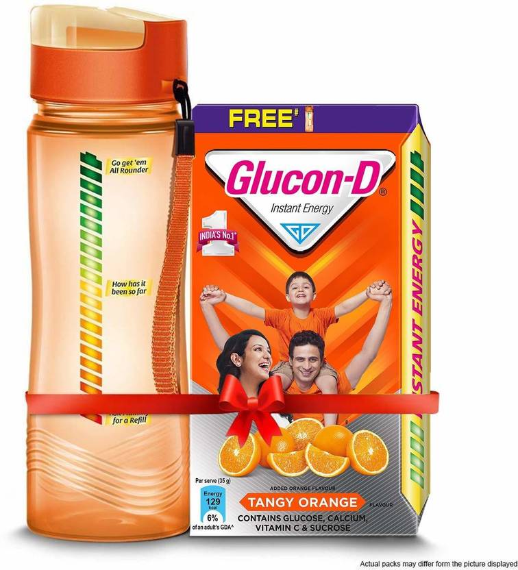 Glucon D Instant Energy Health Drink Tangy Orange 1kg Refill with free bottle Energy Drink