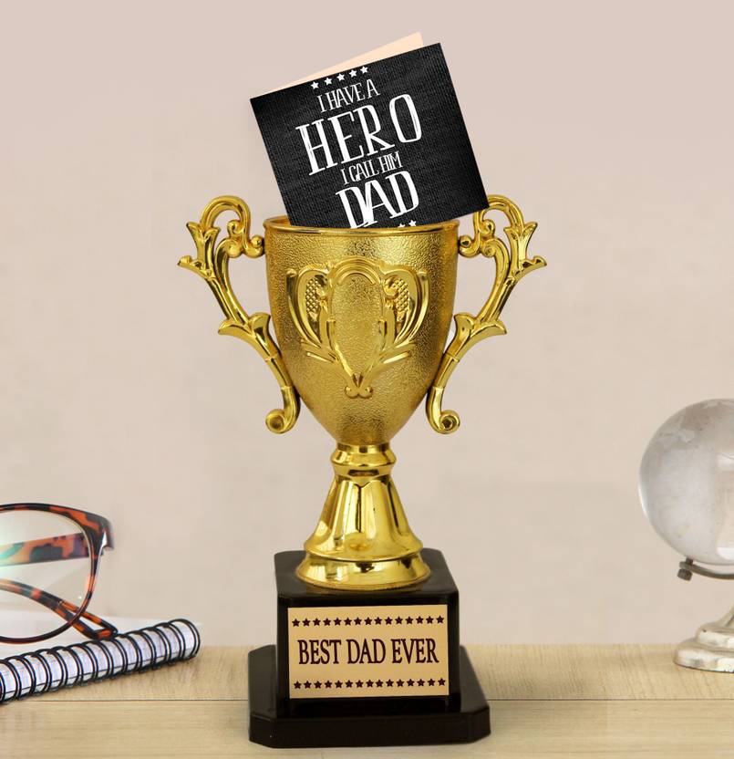 A Trophy Father's Trophy Son TIED RIBBONS Fathers day Gifts for Dad from Son and Daughter Gift Combo