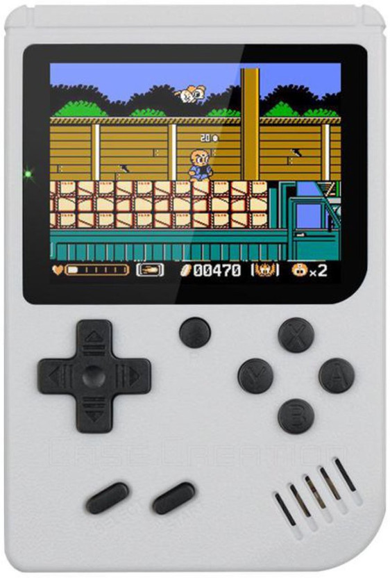 Case Designer SUP 400 Video Game Handheld Consoles With Rechargeable Battery Handheld Colorful LCD Screen 400 In 1 Classic Old Games Including Supermario And Contra For Children, Adults Handheld Gaming Console(Pearl White)