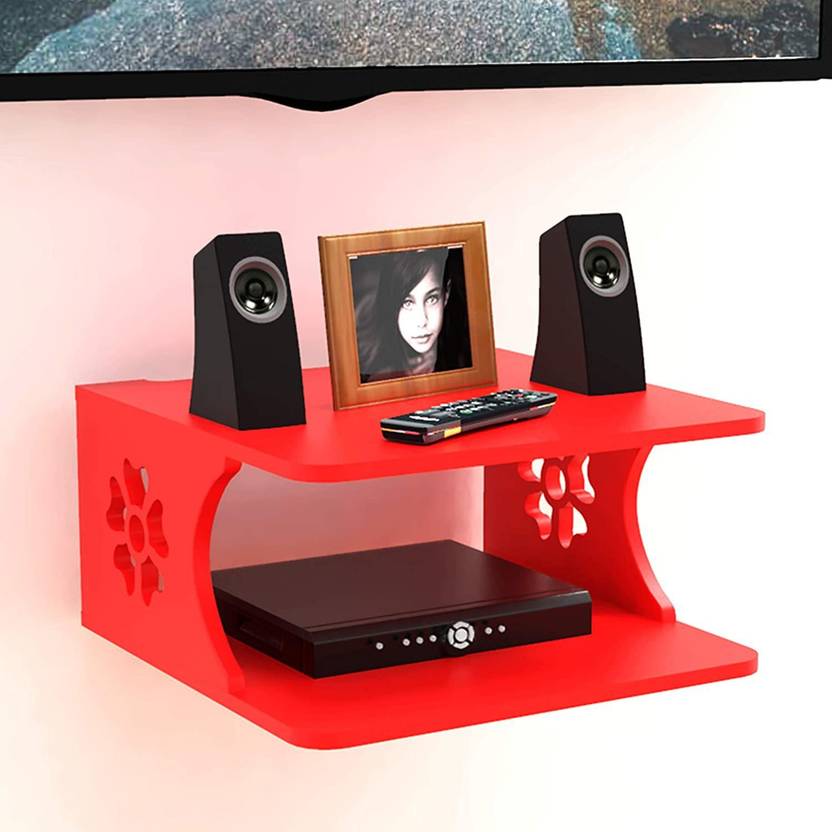woodinzo Wooden Set Top Box Wall Shelf for Setup Box/WiFi Router MDF