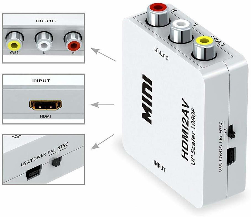 TERABYTE Mini HDMI TO AV Selector Box UP Scaler Full HD 720/1080p Video Converter Media Streaming Device Media Streaming Device(White)
