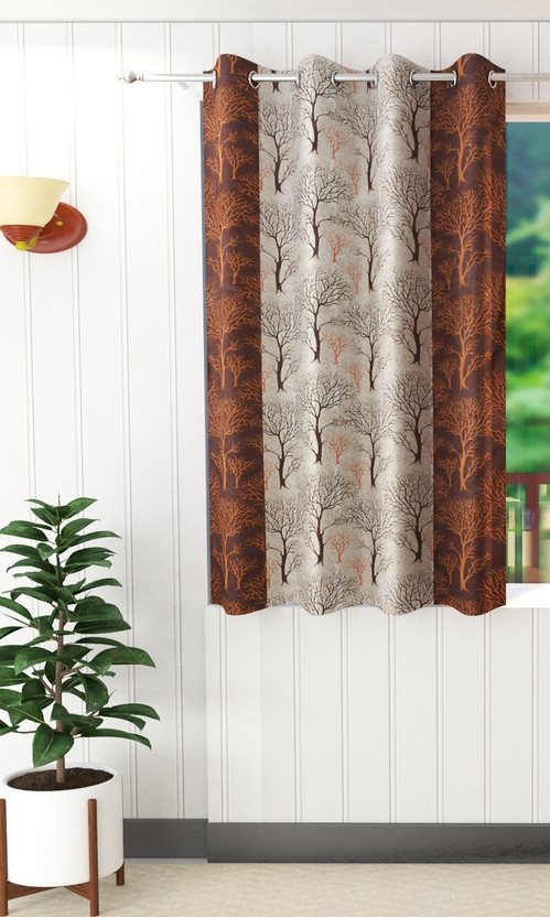 Flipkart SmartBuy 150 cm (5 ft) Window Polyester Semi Transparent Curtain Single Curtain(Brown, Printed)