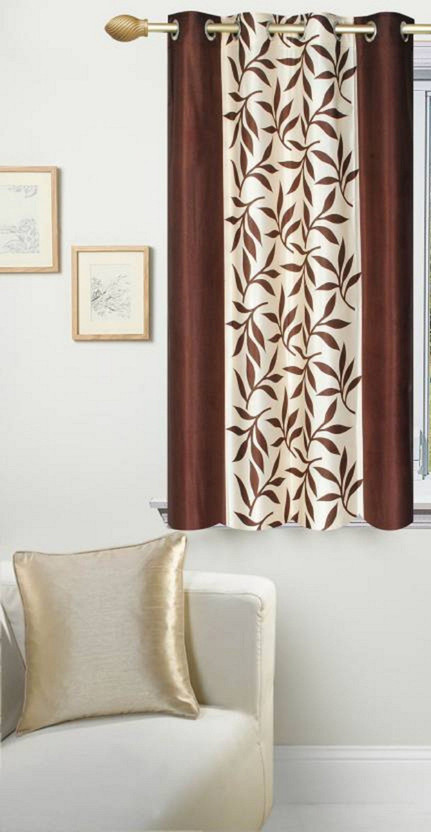 Panipat Textile Hub 150 cm (5 ft) Window Polyester Semi Transparent Curtain Single Curtain(Brown, Floral)