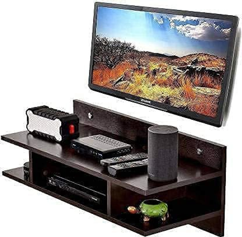 Antique Shoppee Tv Set Top Box Stand (Fbr) Wooden, MDF Wall Shelf (Shelves - 2, Brown) Wooden, MDF (Medium Density Fiber) Wall Shelf(Number of Shelves - 2, Brown)