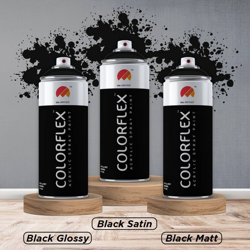 colorflex Black Glossy,Black Satin & Black Matt Spray Paint 400 ml