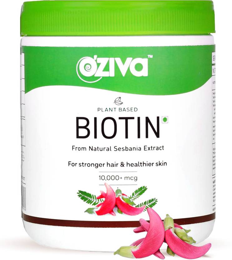 Complément Alimentaire OZiva Biotin Xtra - 60 Capsules Pour La Croissance Des Cheveux (Hibiscus, Aloe Vera)