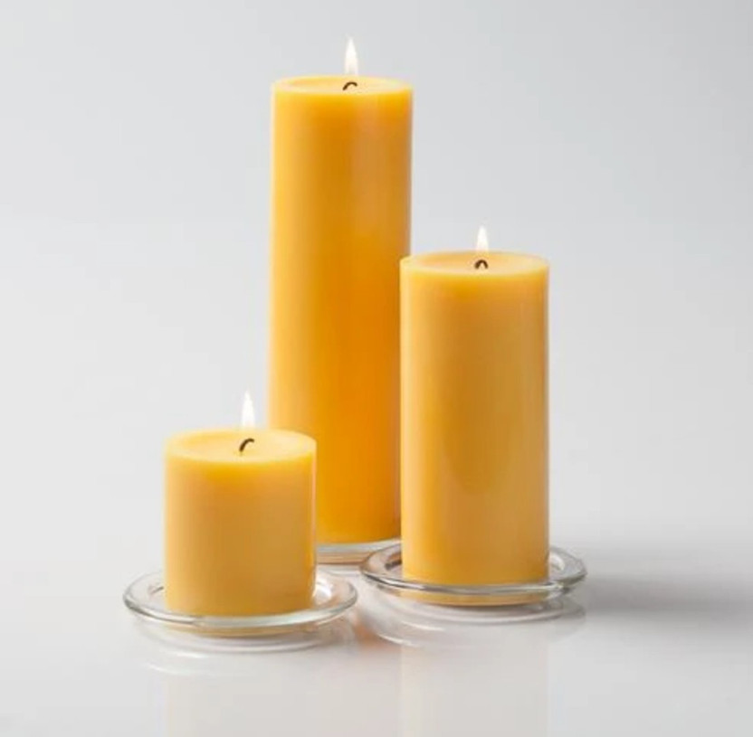 SAPI'S Smooth Scented Pillar Candle Pack of 3 with 75 Hours Burn Time Candle(Yellow, Pack of 3)