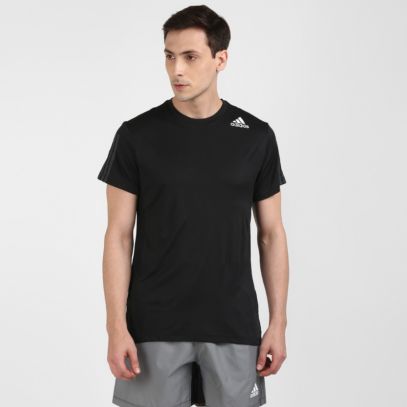 ADIDAS Striped Men Round Neck Black T-Shirt - Buy ADIDAS Striped Men Round  Neck Black T-Shirt Online at Best Prices in India | Flipkart.com