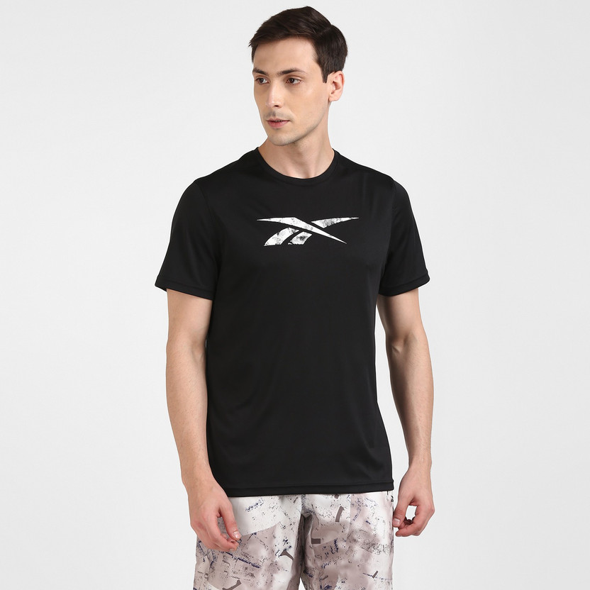 REEBOK Printed Men Round Neck Black T-Shirt - Buy REEBOK Printed Men Round  Neck Black T-Shirt Online at Best Prices in India | Flipkart.com