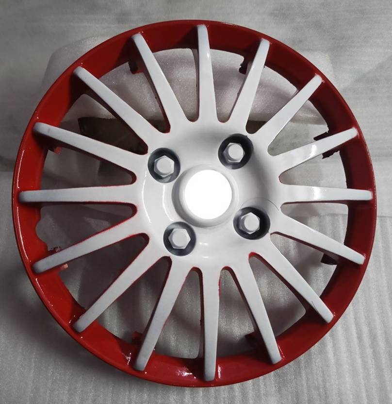 MERIDUM White and Red 12 inch wheel cap Wheel Cover For Maruti, Hyundai