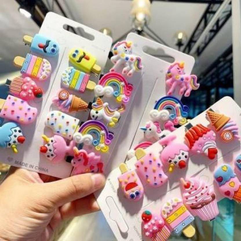 STUTAKRITI 20pcs Rainbow Unicorn Ice Cream Hair Clips Set Baby Hairpin
