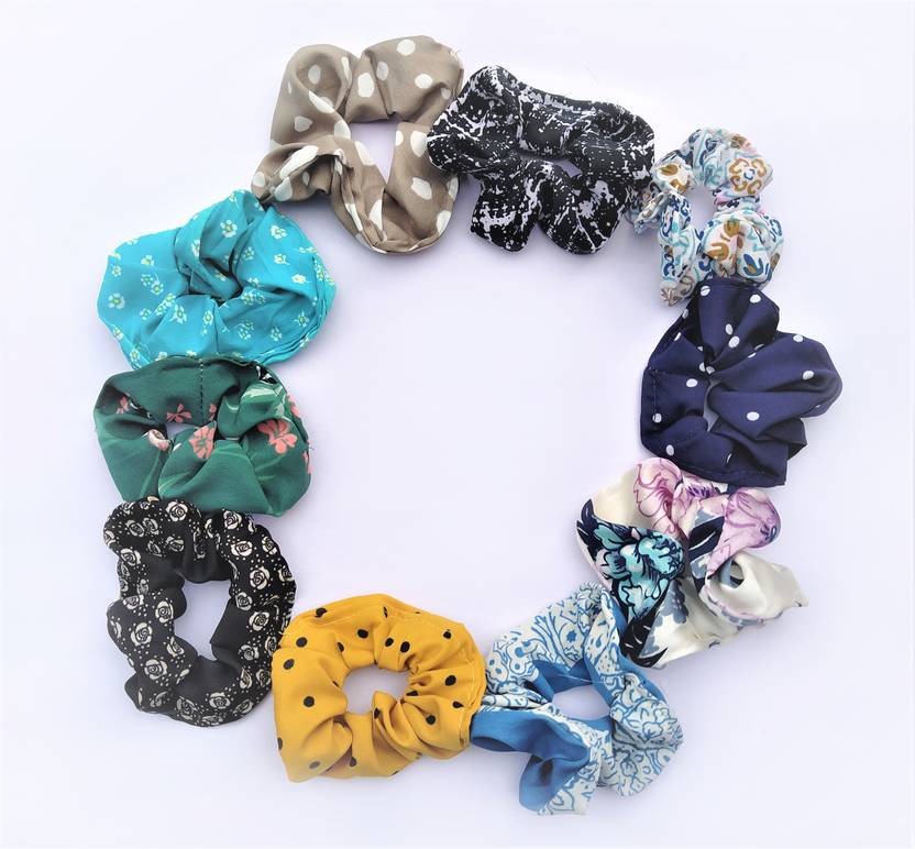 sk beauty 10 Pcs Hair Scrunchies Chiffon Elastic Floral Hair Bands