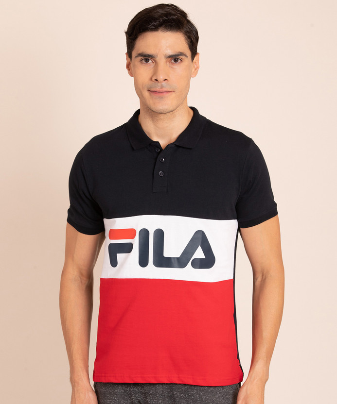 FILA Color Block Men Polo Neck White