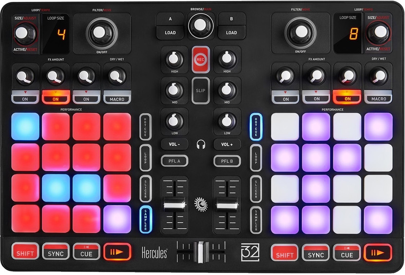 Hercules P32 Wired DJ Controller With USB 2.0 & 3.0 Support DJUCED Software Installed