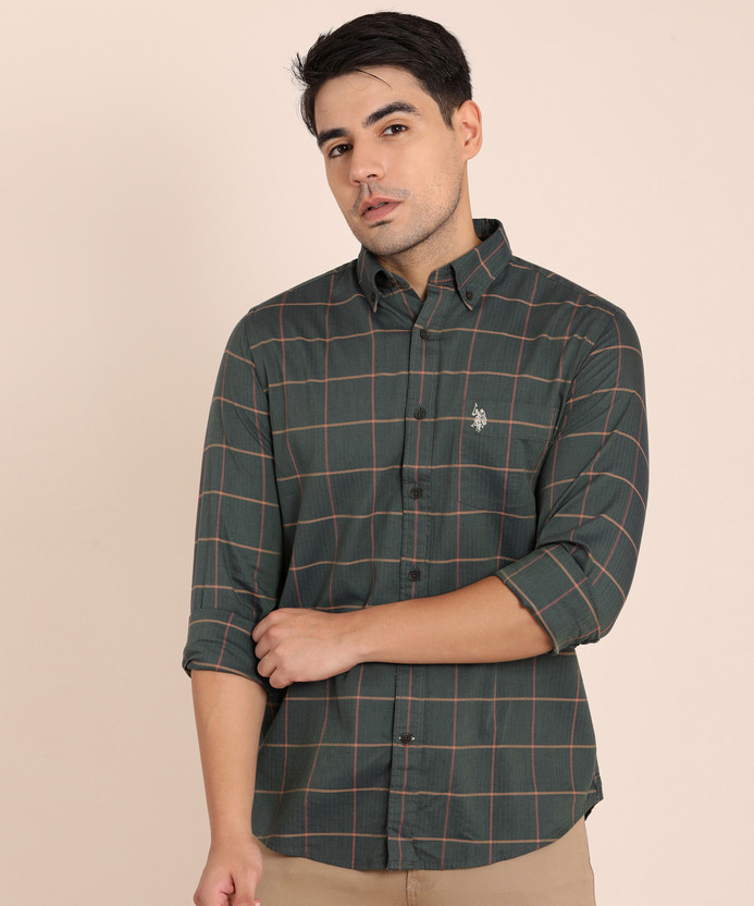 Us polo green check shirt