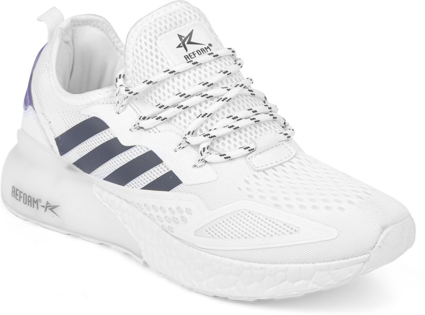 REFOAM White-Black Mesh Lace up Sports 