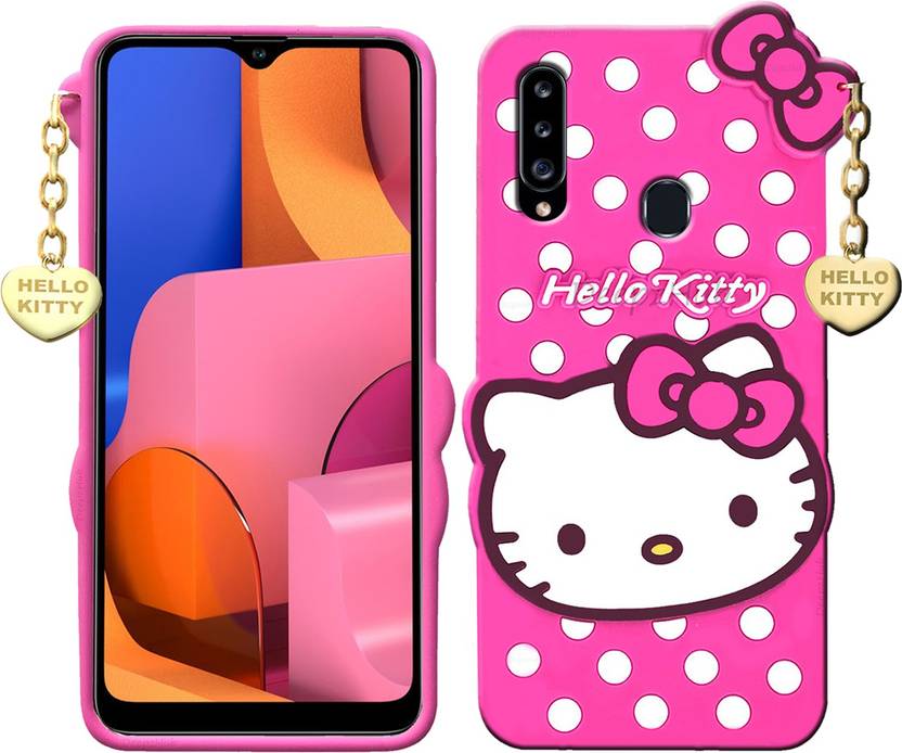 DeepzHub Back Cover for Samsung Galaxy A20s 3D Cute Hello Kitty Soft Silicon Rubber Case With