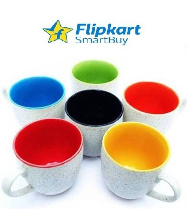 Flipkart SmartBuy Pack of 6 Ceramic Pack of 6 Cup abstract tea/coffee