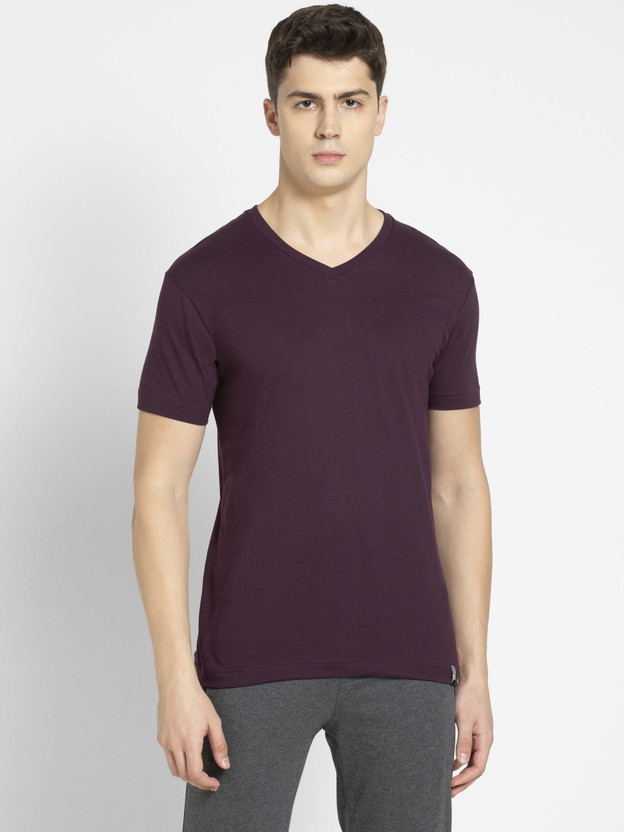 Purple v neck shirt mens clearance