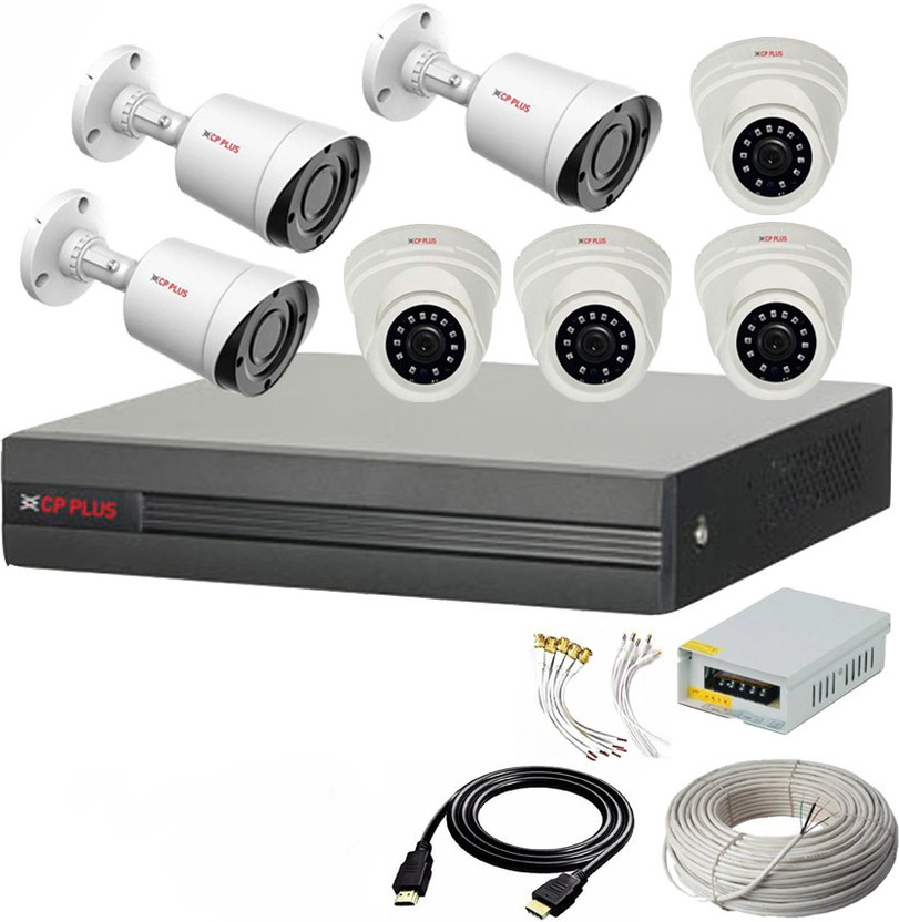 CP PLUS 8 Channal HD DVR 1080p 1Pcs,Outdoor Camera 2.4 MP 3Pcs,Indoor Camera 2.4 MP 4Pcs,,Full combo set Security Camera(8 Channel)