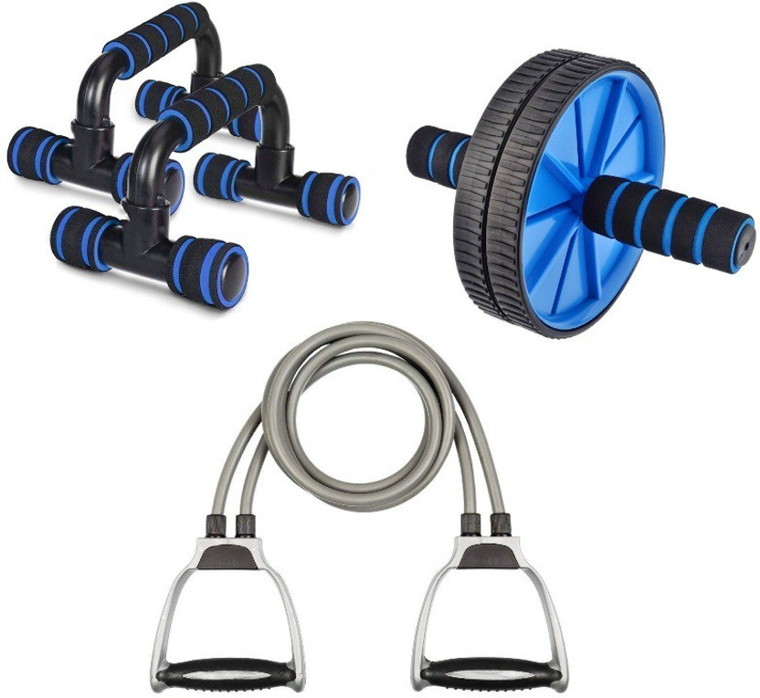 LIVOX Abs Roller, Push UP Bar, Double Toning Resistance Tube (Fitness combo) home workout Fitness Accessory Kit Kit