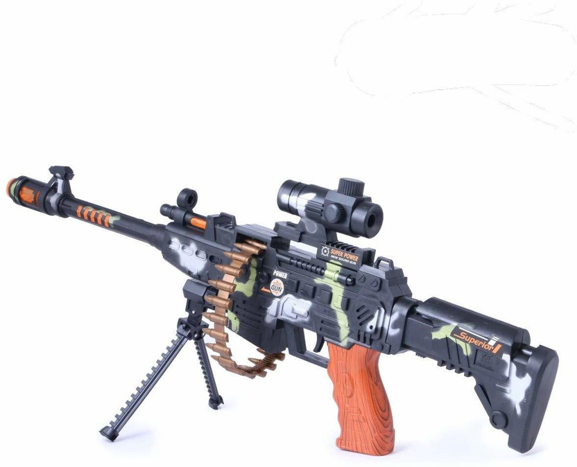 ANVIT 25 musical army style toy gun for kids with music, lights and laser light- Multi color,Plastic,Pack of 1(Multicolor)