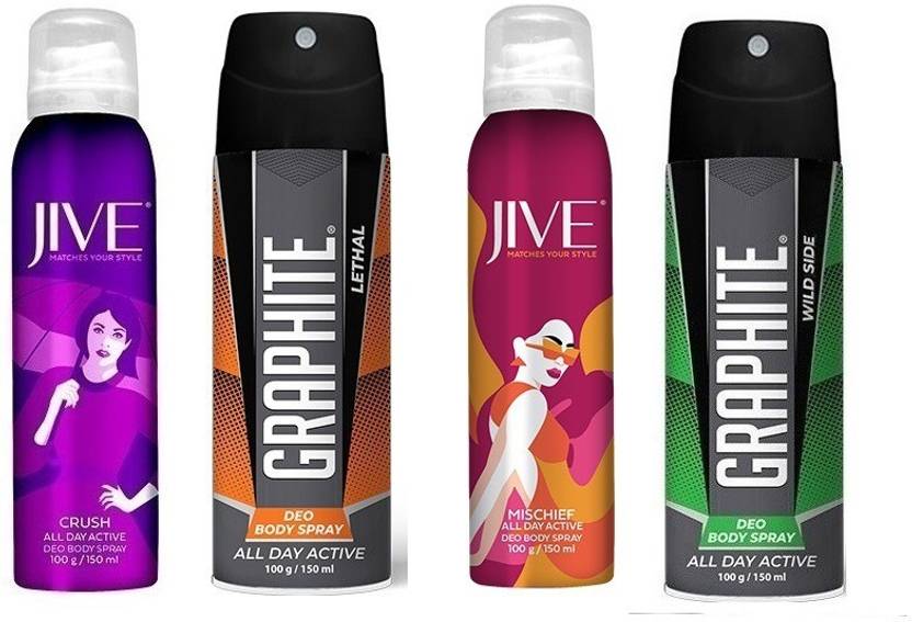 JIVE a CRUISE,MISHIFE AND a LETHAL ,WILDSIDE PACK OF 4 Body Spray For