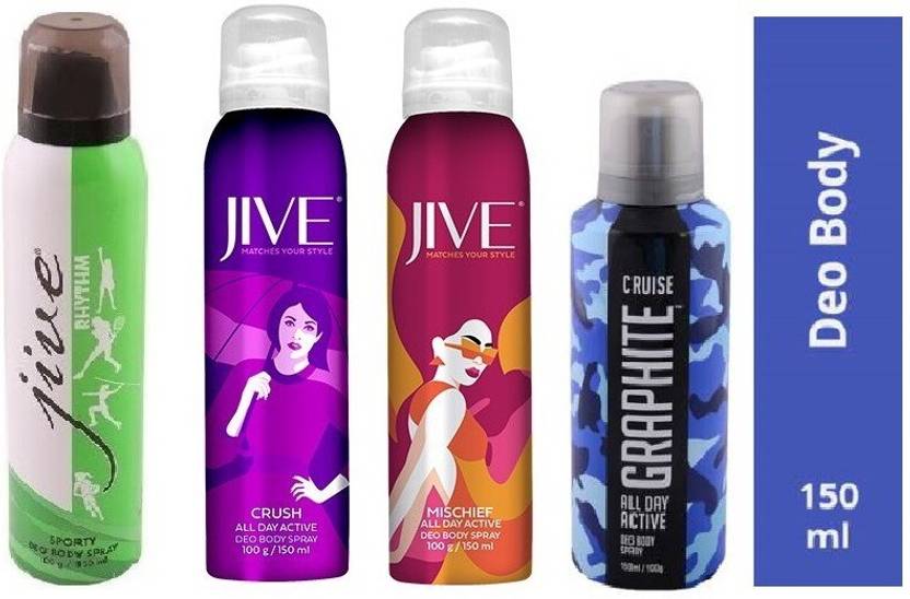 JIVE a RYTHAM,CRUISE,MISHIFE,a CRUISE 1 PACK OF 4 Body Spray For Men