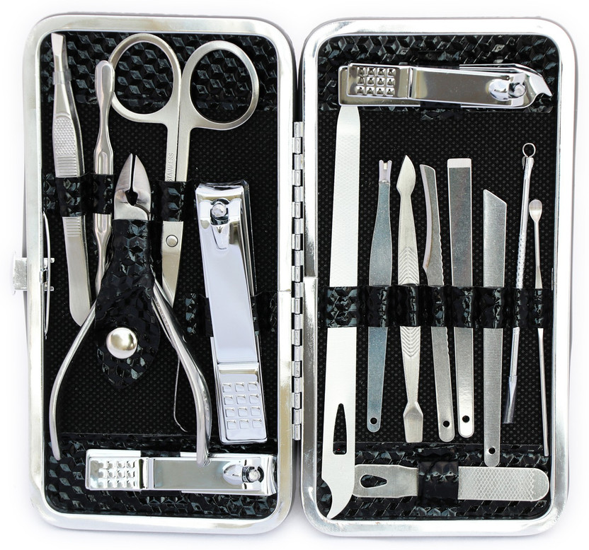 angelie Manicure Pedicure Set Nail Clippers, 16 Pcs Stainless Steel Professional Nail Scissors Grooming Kits,(100 g, Set of 16)