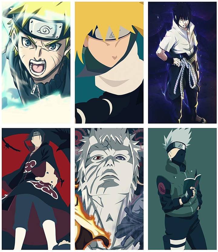Pack of 6 Naruto Wall Poster Anime Posters for Room(Multi,Size12x18