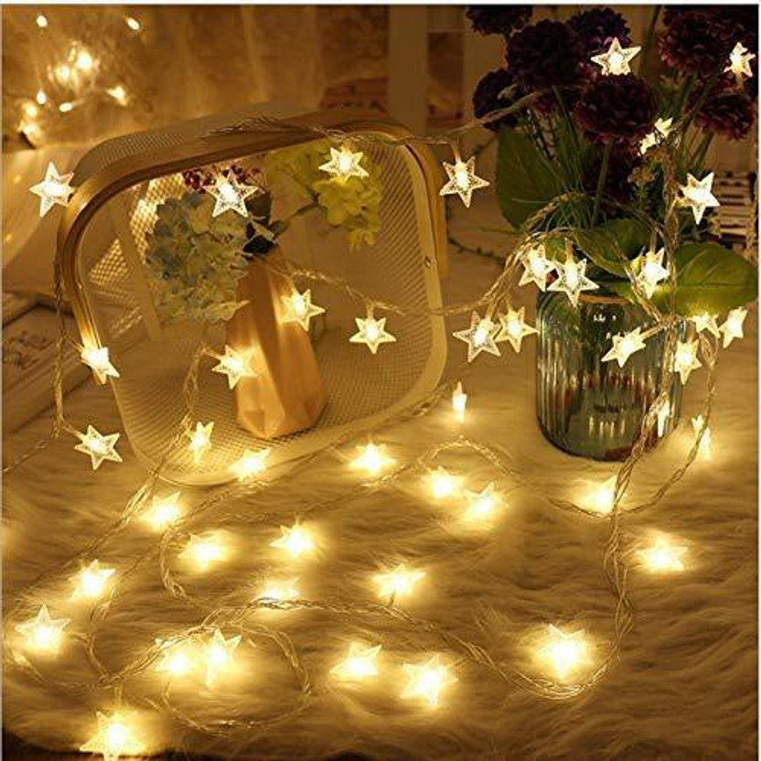 QUACE 16 LEDs 3 m Yellow Steady Star Rice Lights(Pack of 1)
