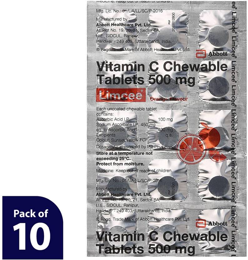 Limcee Vitamin C 500mg Chewable Tablets Price in India Buy Limcee