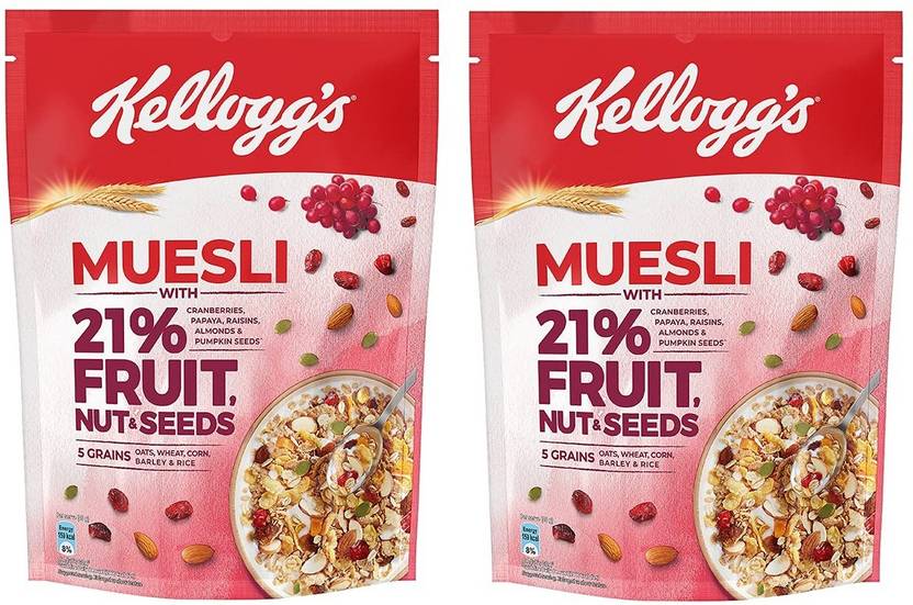 Kellogg's Muesli Fruit & Nut 750 Gram Pack Of 2 Pouch Price in India Buy Kellogg's Muesli