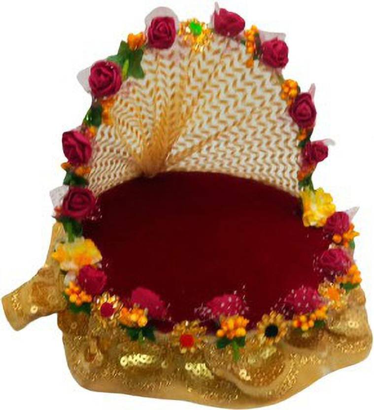 SHYAM Unique Design Laddu Gopal WOODEN Maroon And Golden Singhasan Cum