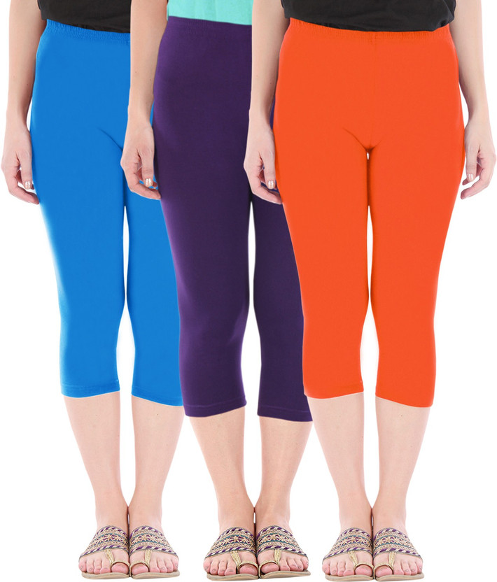 BEFLI Capri Leggings Women Blue, Purple 