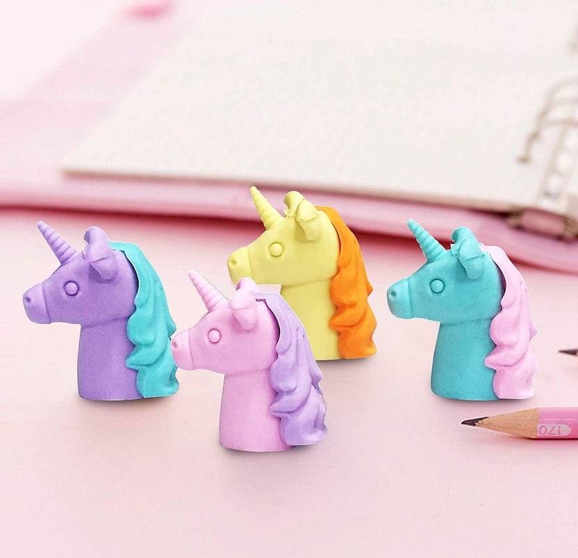Preili's Unicorn Topper Eraser 4 PC NonToxic Eraser