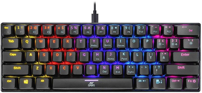 Ant Esports MK1200 Mini Wired USB Tenkeyless Gaming Keyboard Compatible with Desktop, Laptop, Mac with Compact Tenkeyless Layout(Black)
