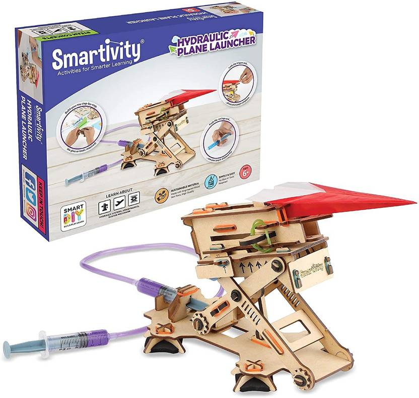 Smartivity Hydraulic Plane Launcher STEM Educational Wooden Toy Game