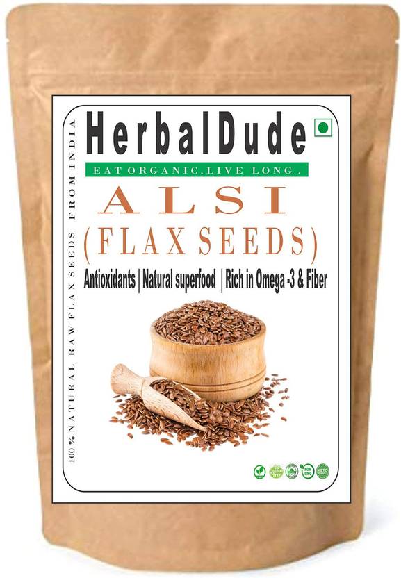 HERBALDUDE Raw Flax seeds for Weight loss , Rich in fiber , Omega 3 and protein with Healthy